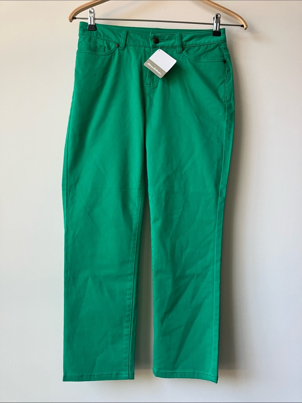 HANNA ANDERSON Vibrant Green Cropped Straight-Leg Stretch Pants Women’s Sz 6 NWT